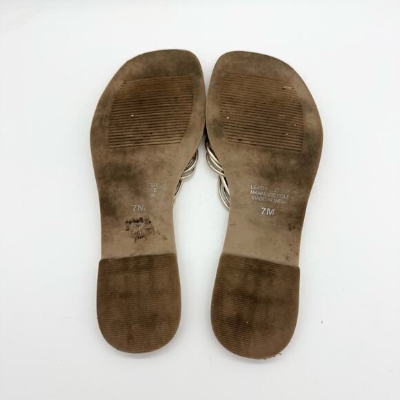 Matisse Tate Gold Woven Strappy Leather Slide Sandal Gold Metallic Size 7 Boho - Picture 13 of 14